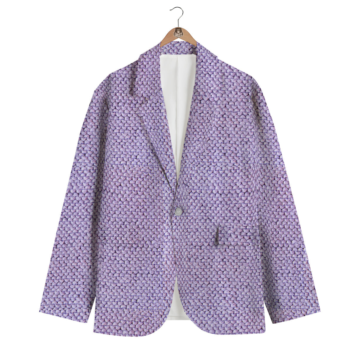 Knitted Violet Print Pattern Men's Blazer-grizzshop