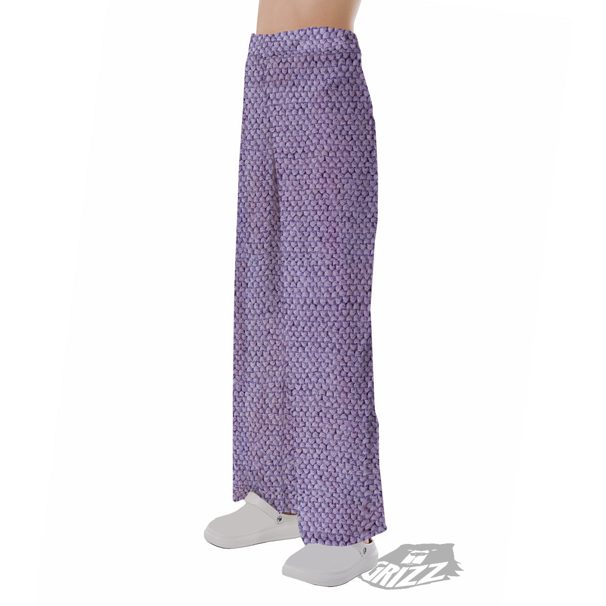 Knitted Violet Print Pattern Pajama Pants-grizzshop