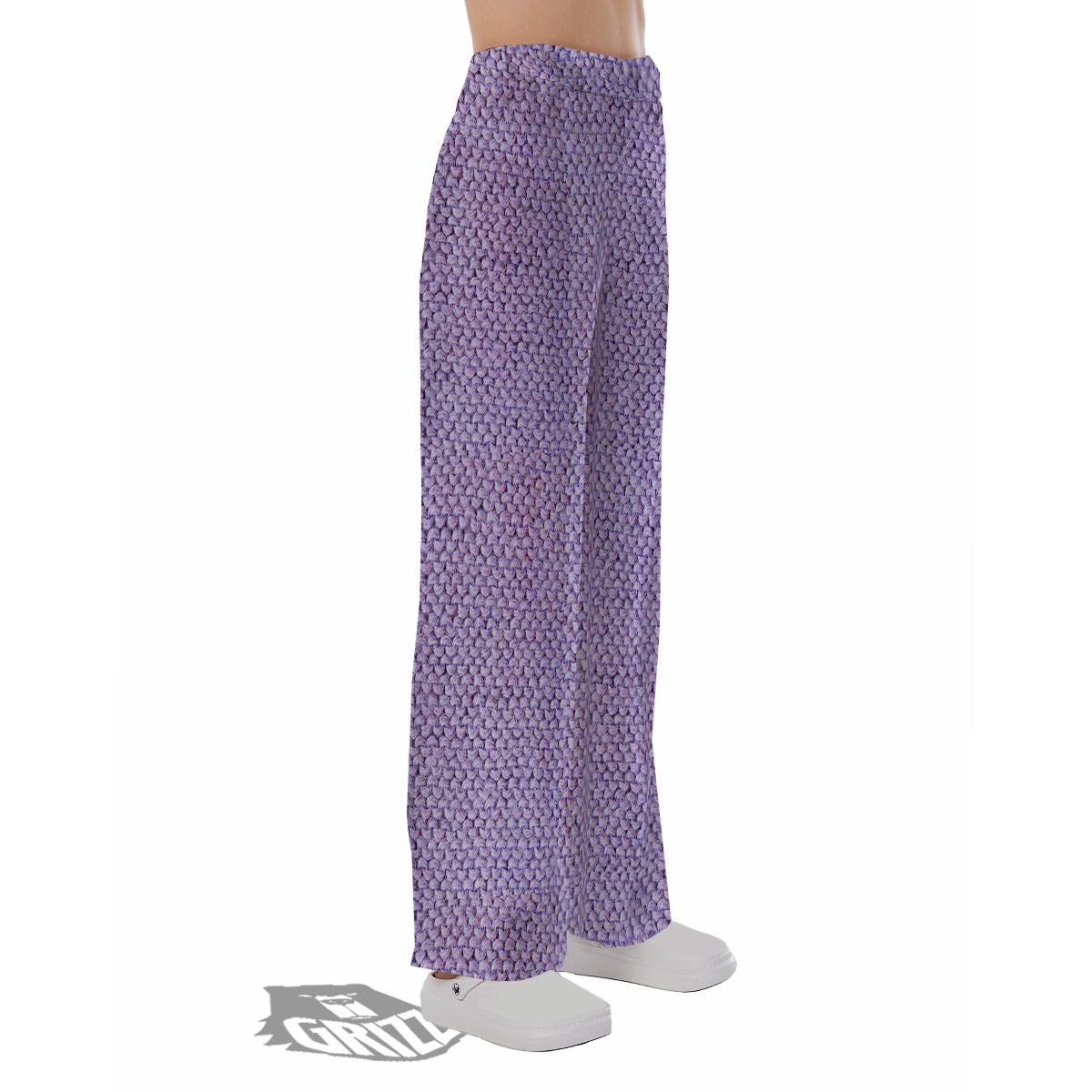 Knitted Violet Print Pattern Pajama Pants-grizzshop