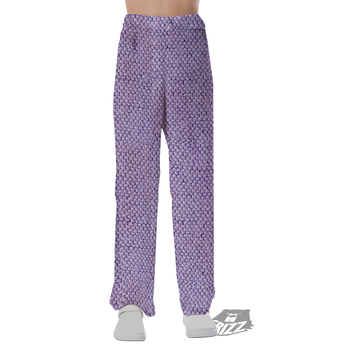 Knitted Violet Print Pattern Pajama Pants-grizzshop