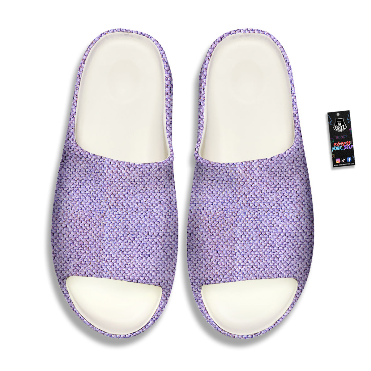 Knitted Violet Print Pattern Sandals-grizzshop