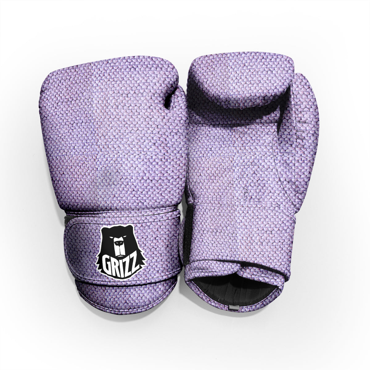 Knitted Violet Print Pattern Sparring Gloves-grizzshop