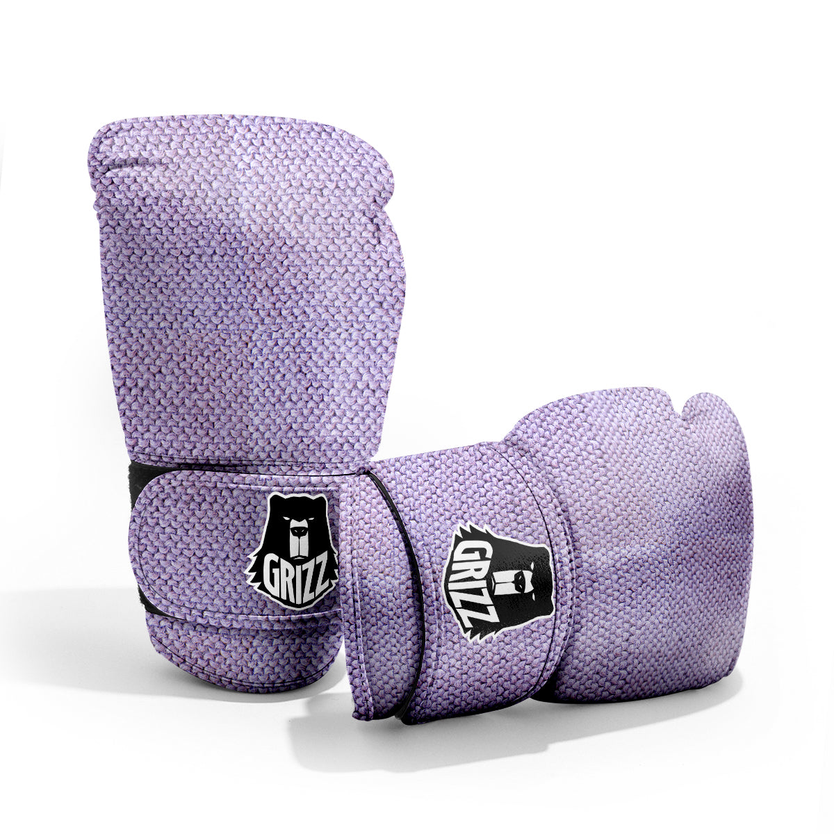 Knitted Violet Print Pattern Sparring Gloves-grizzshop