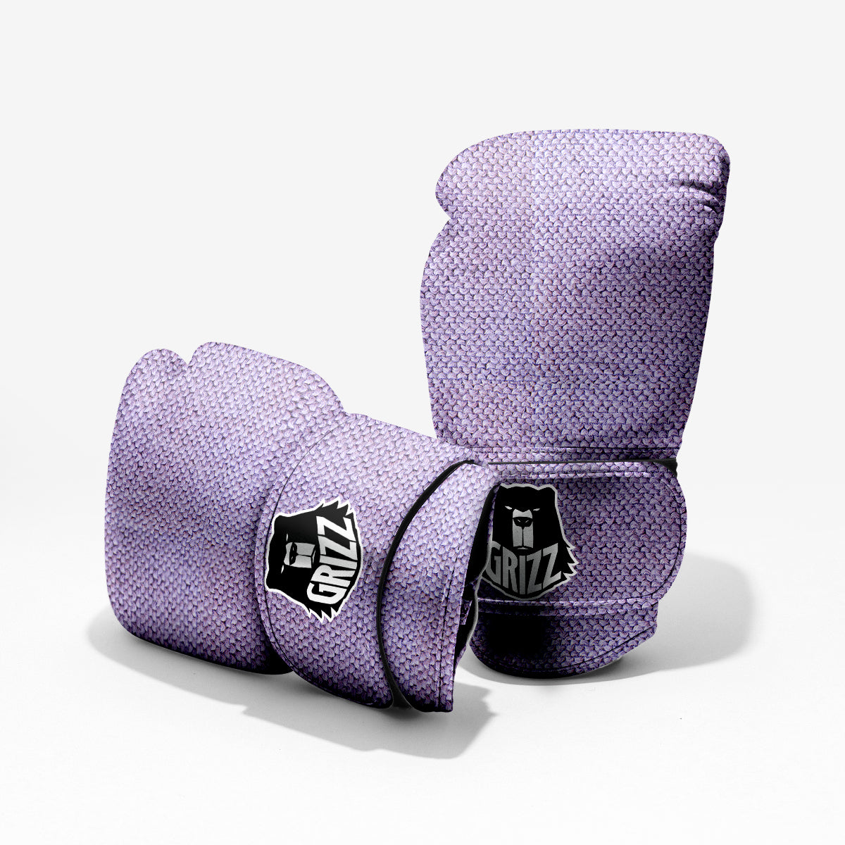 Knitted Violet Print Pattern Sparring Gloves-grizzshop