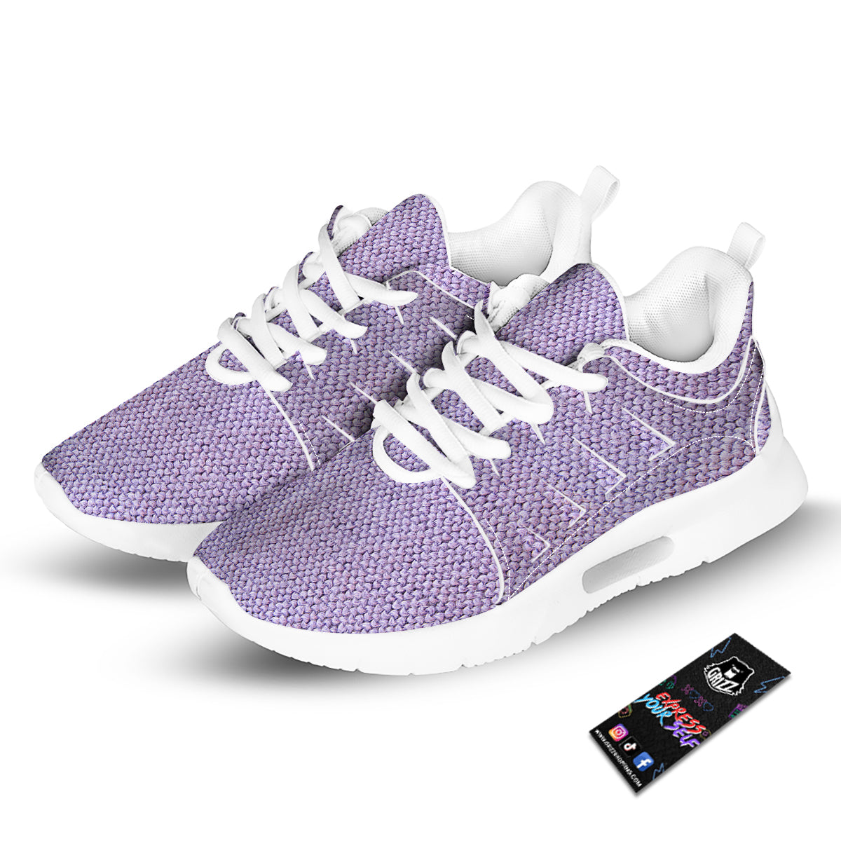 Knitted Violet Print Pattern Tennis Shoes-grizzshop