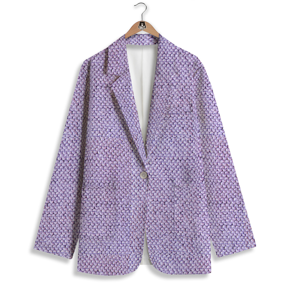 Knitted Violet Print Pattern Women's Blazer-grizzshop
