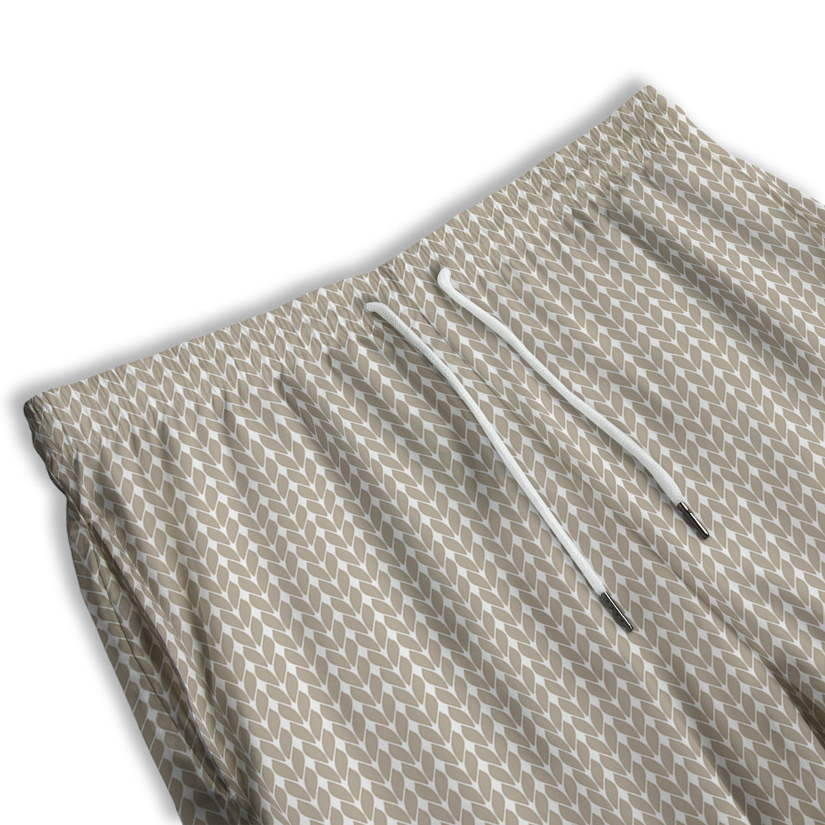 Knitted White And Beige Print Pattern Men's Athletic Shorts