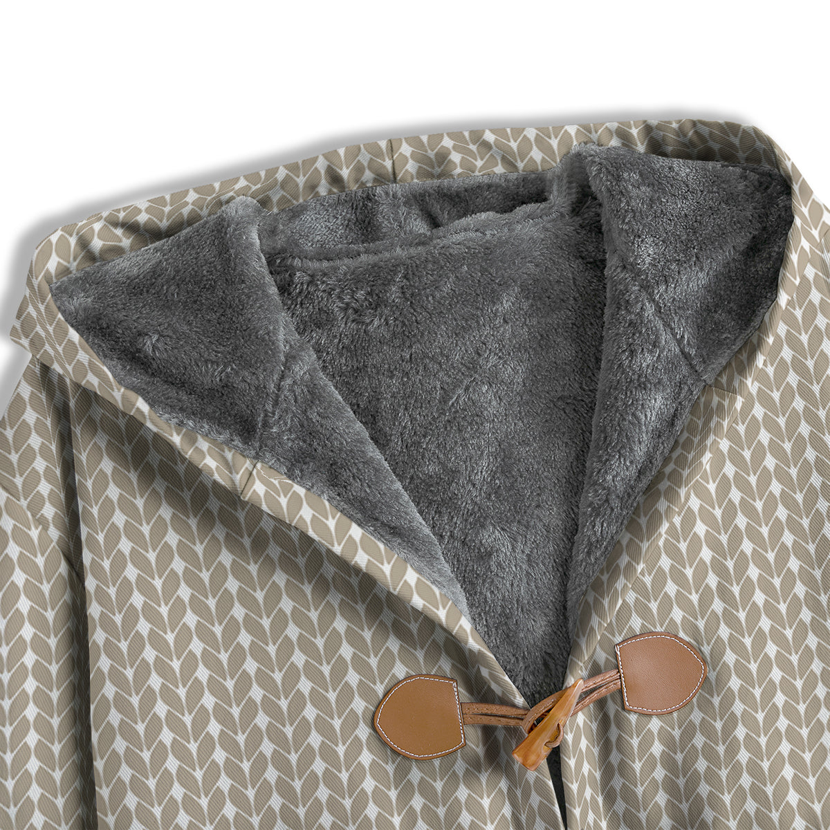 Knitted White And Beige Print Pattern Men's Windbreaker Jacket-grizzshop