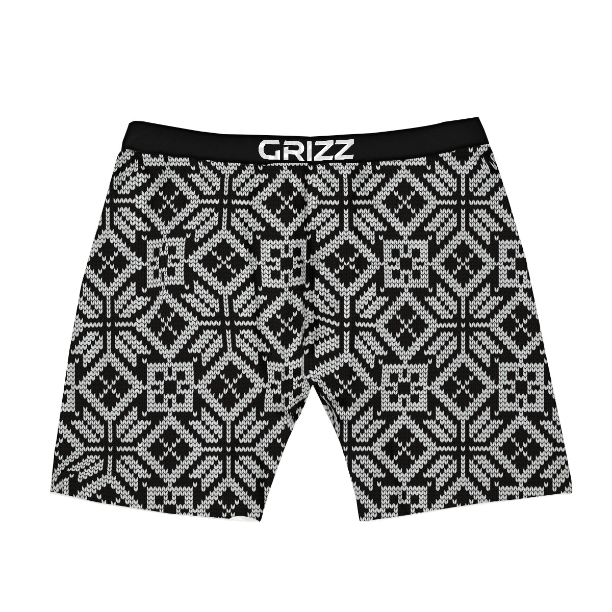 Knitted White And Black Print Pattern Boxer Briefs-grizzshop