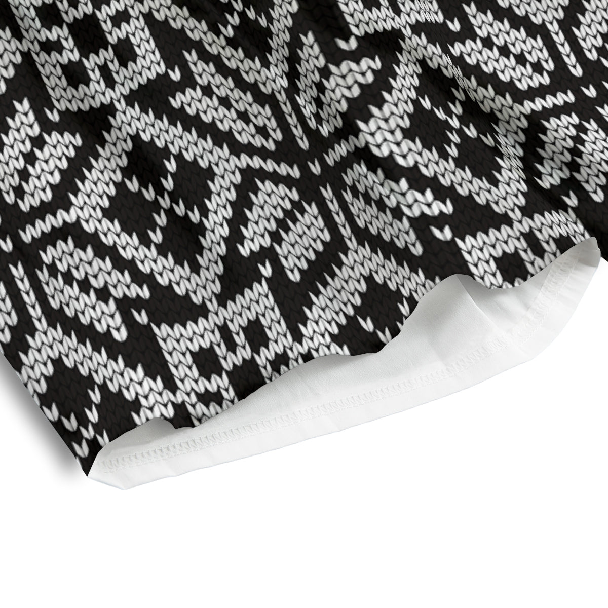 Knitted White And Black Print Pattern Men's Athletic Shorts