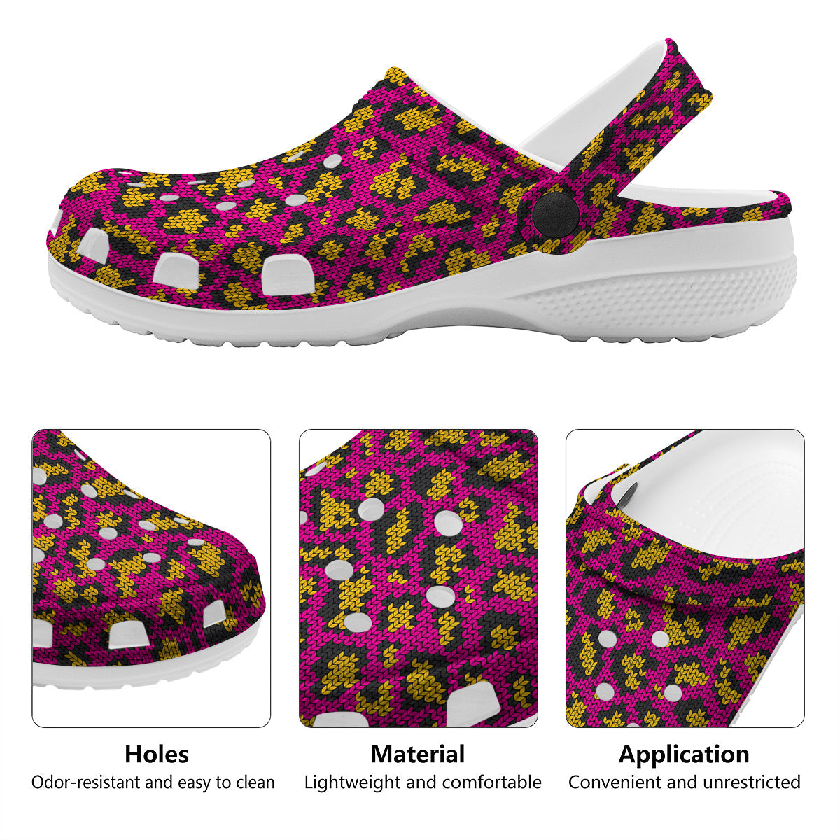 Knitted Wild Pink Leopard Print Pattern Clog-grizzshop