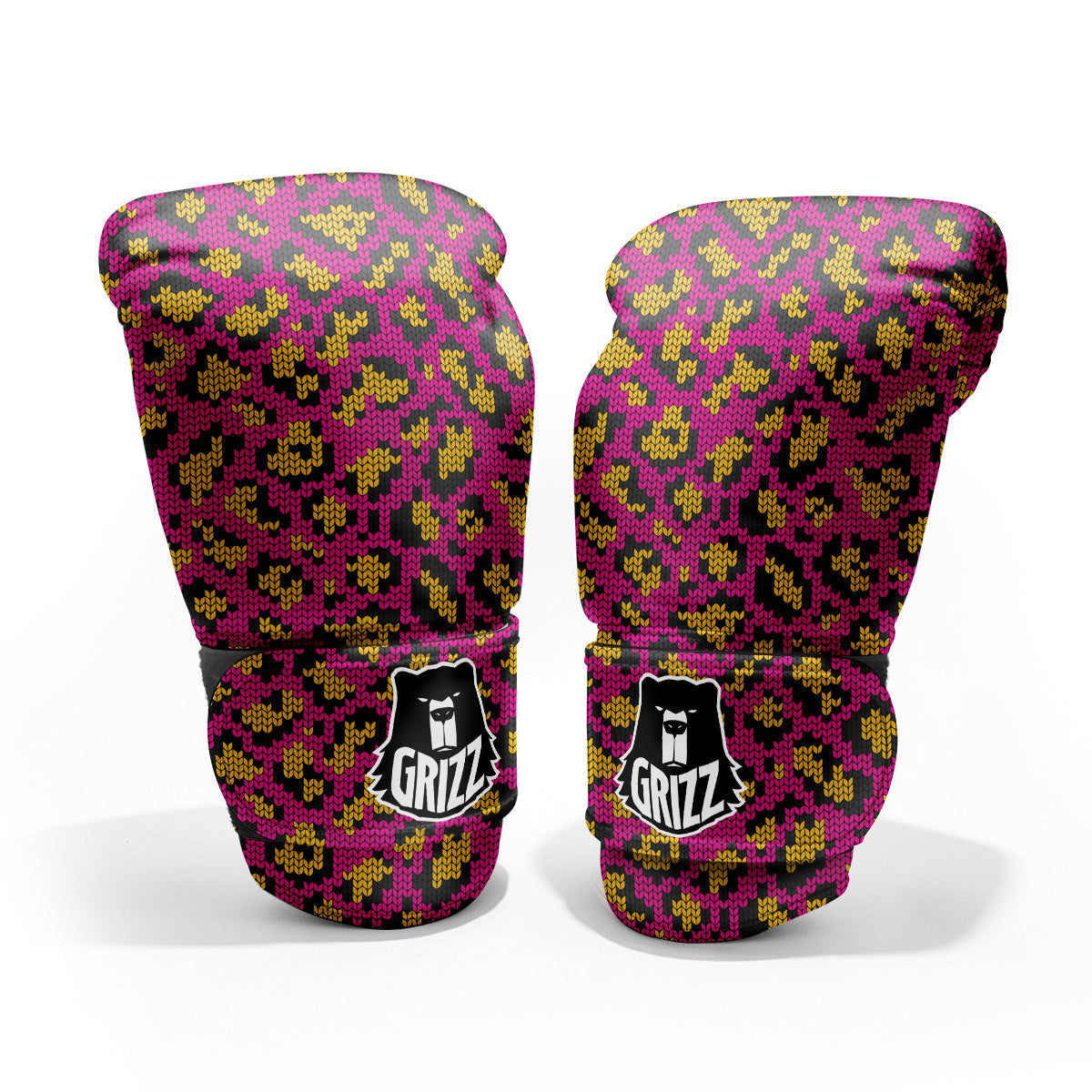 Knitted Wild Pink Leopard Print Pattern Pro Boxing Glove