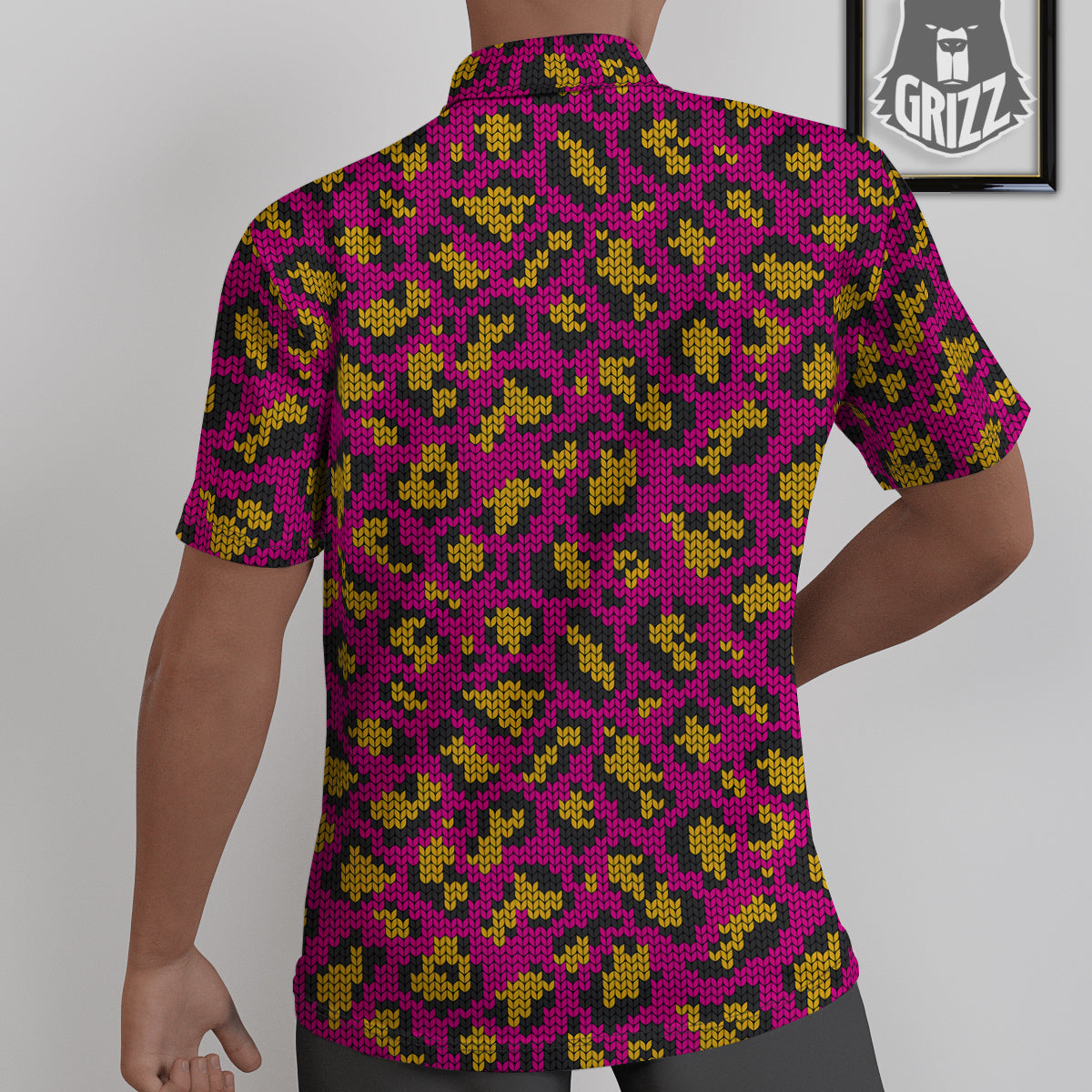 Knitted Wild Pink Leopard Print Pattern Untucked Shirts-grizzshop