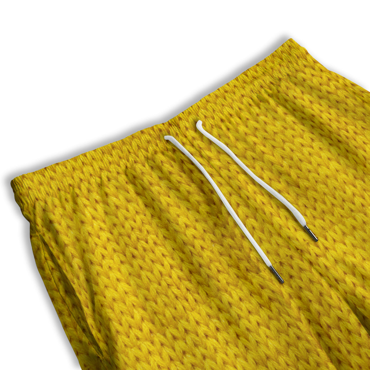 Knitted Yellow Print Pattern Men's Athletic Shorts
