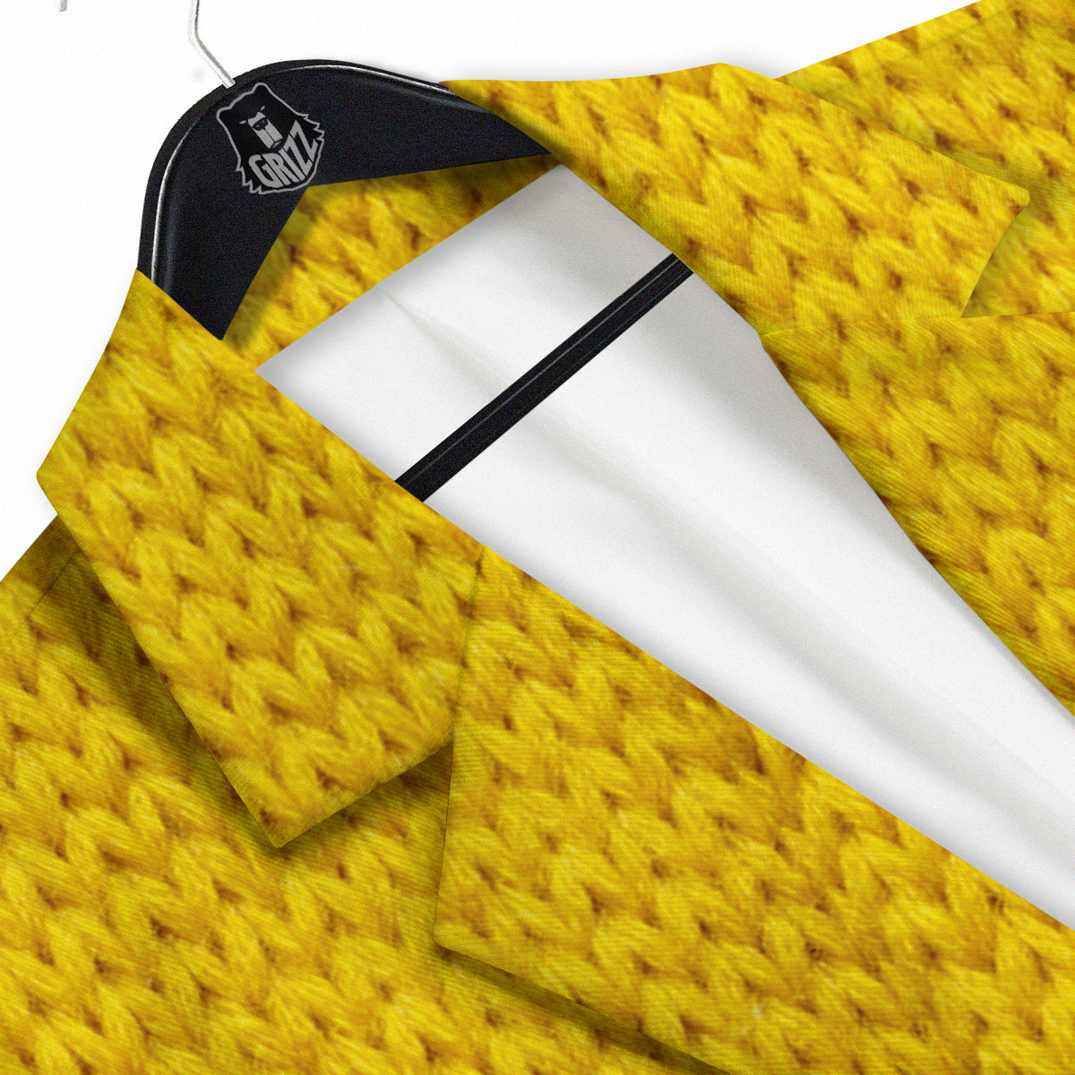 Knitted Yellow Print Pattern Men's Sport Coat-grizzshop