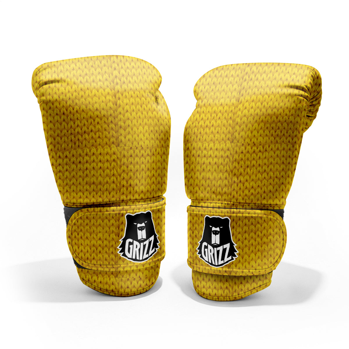 Knitted Yellow Print Pattern Pro Boxing Glove