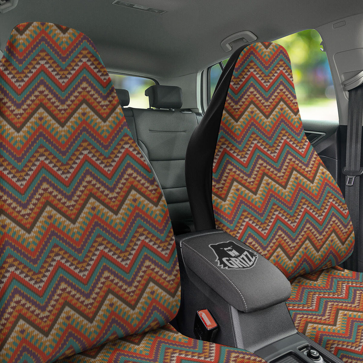 Knitted Zigzag Print Pattern Car Seat Covers-grizzshop
