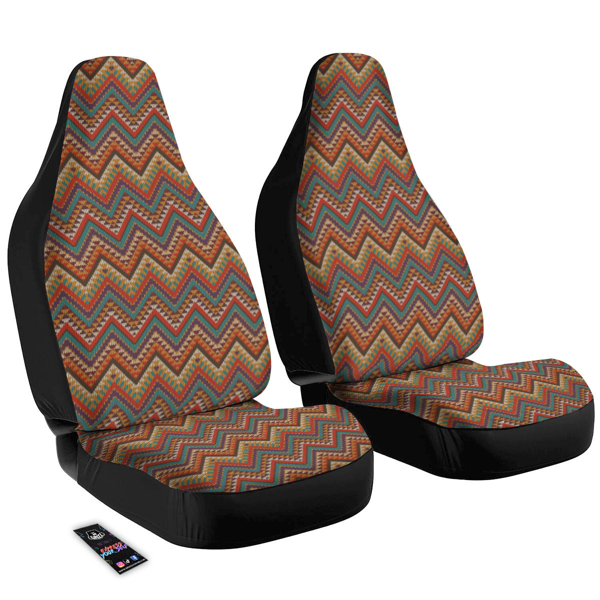 Knitted Zigzag Print Pattern Car Seat Covers-grizzshop