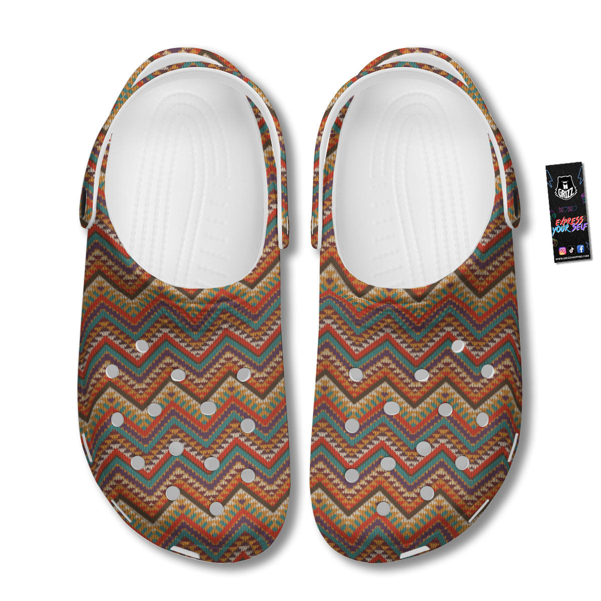 Knitted Zigzag Print Pattern Clog-grizzshop