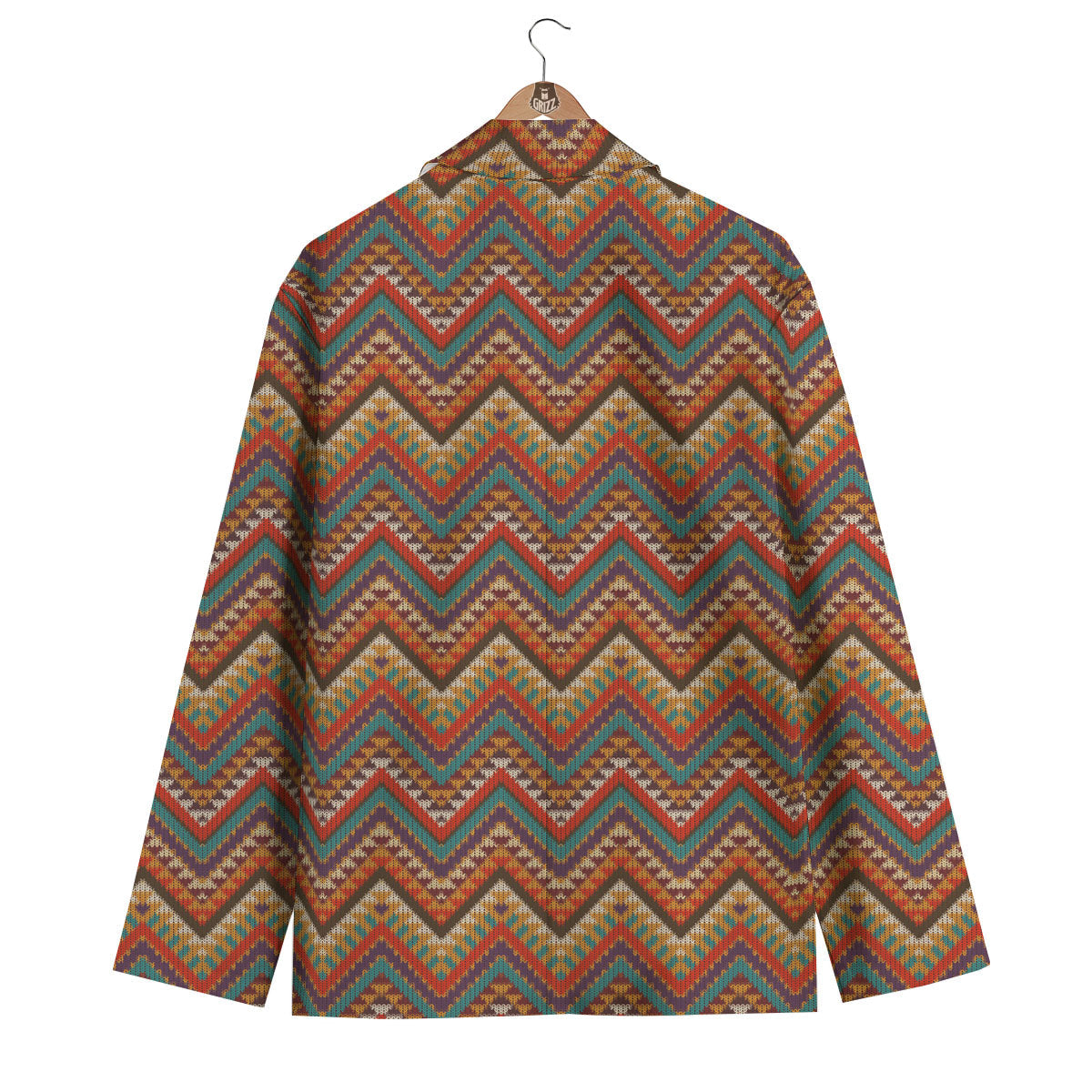 Knitted Zigzag Print Pattern Men's Blazer-grizzshop