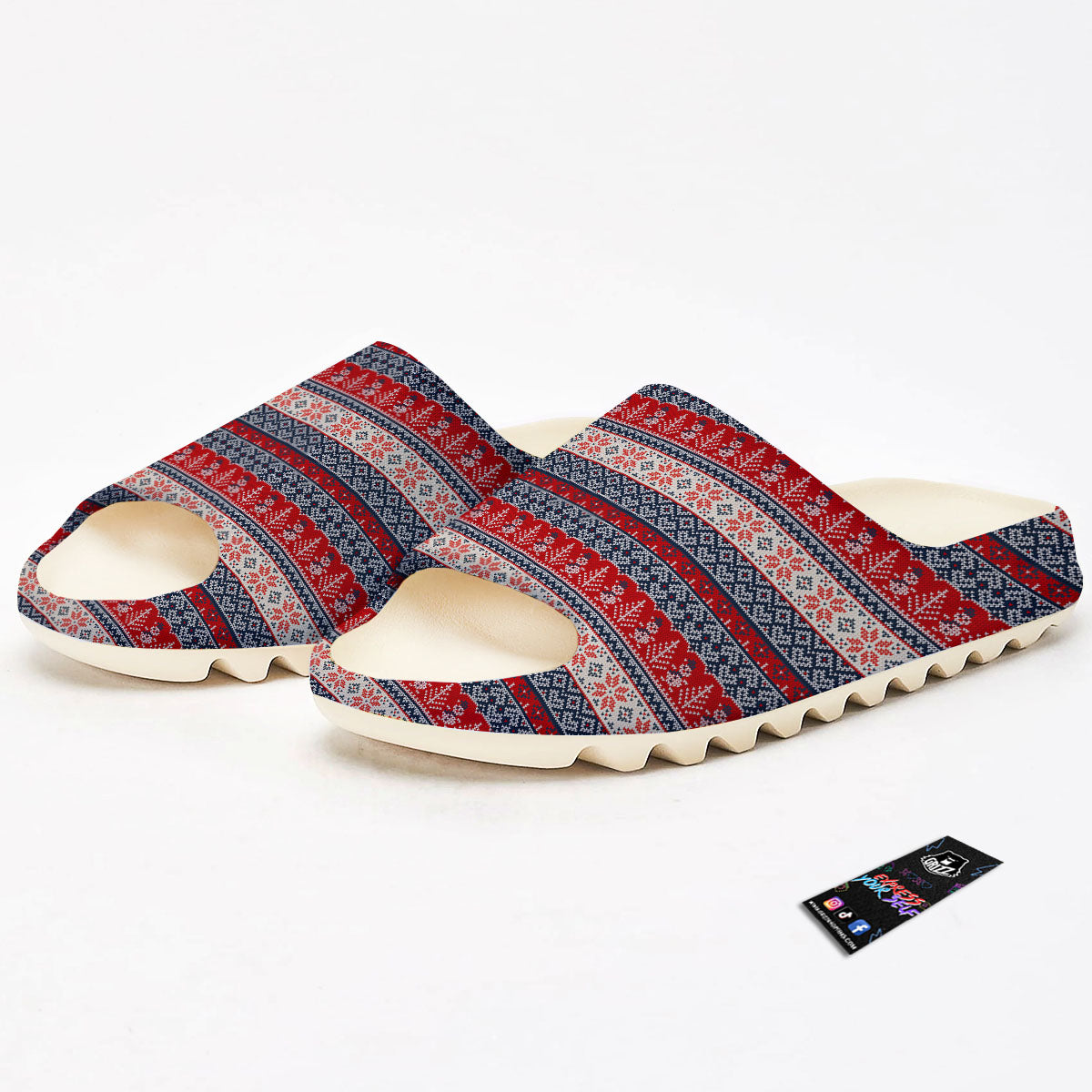 Knitted Christmas Snowman Print Pattern Sandals-grizzshop