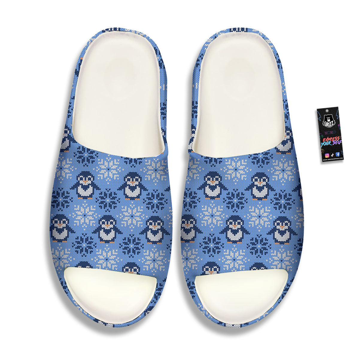 Knitted Snowy Penguin Print Pattern Sandals-grizzshop