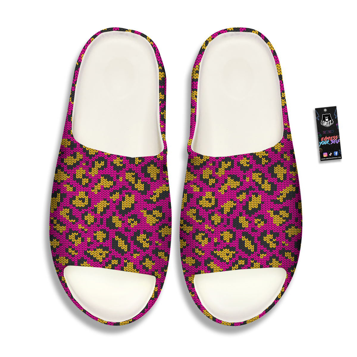 Knitted Wild Pink Leopard Print Pattern Sandals-grizzshop
