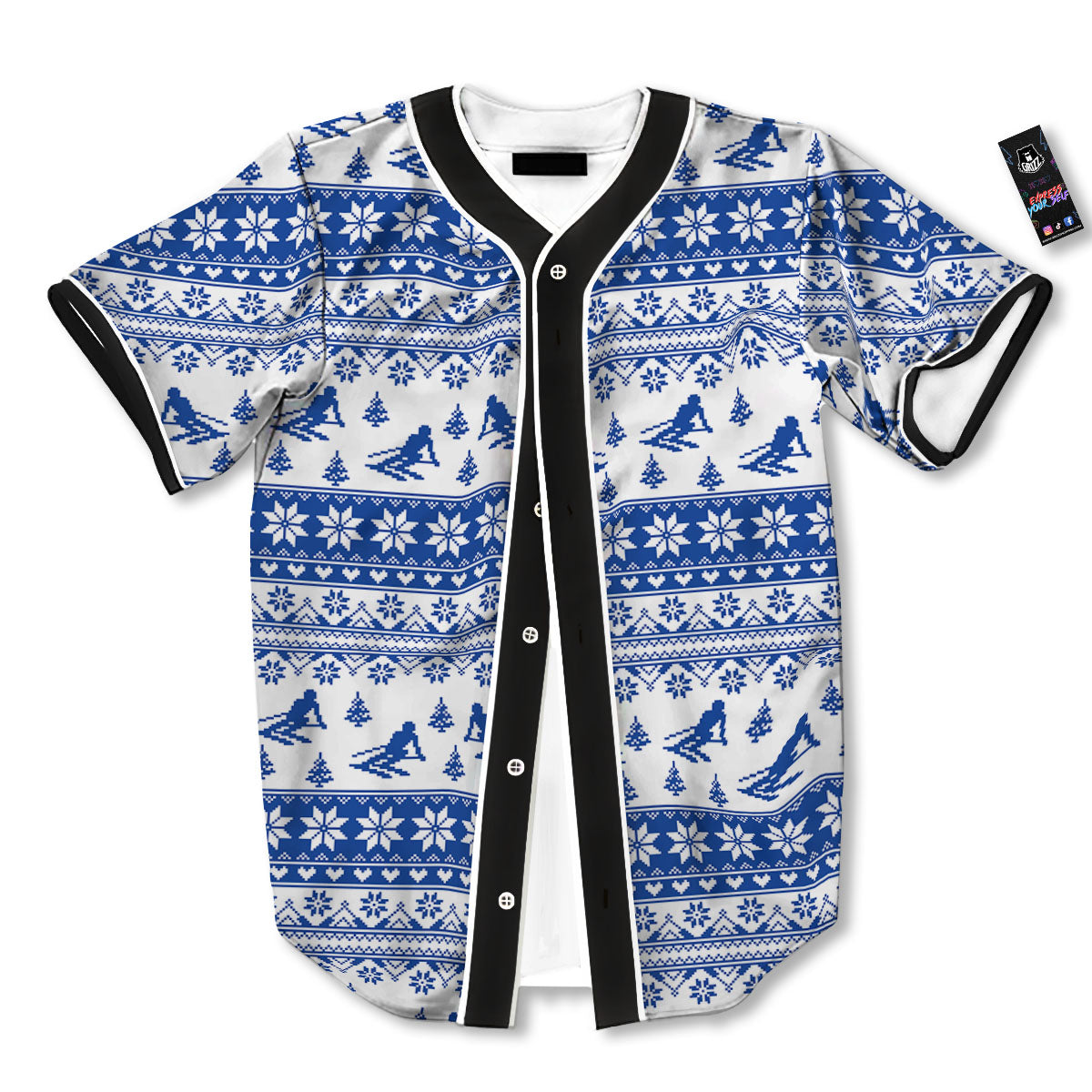 Knitting Winter Ski Print Pattern Baseball Jersey-grizzshop