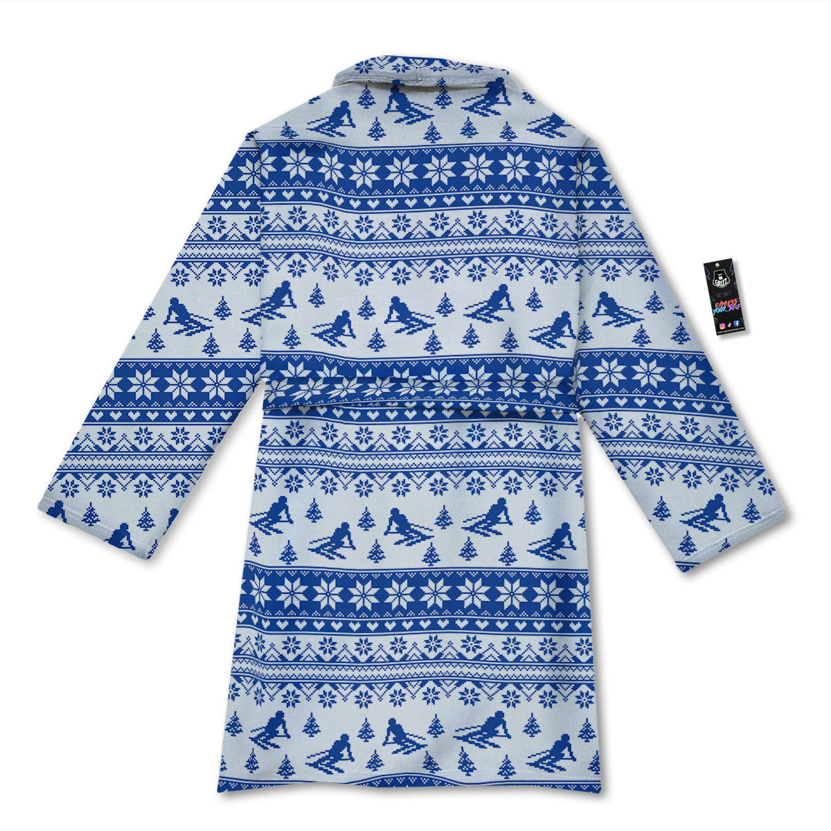 Knitting Winter Ski Print Pattern Bathrobe-grizzshop