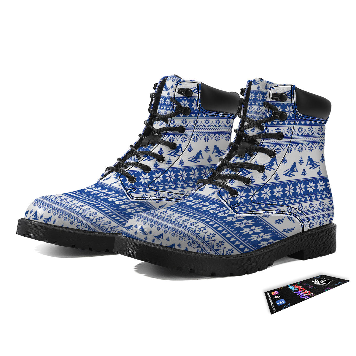 Knitting Winter Ski Print Pattern Boots-grizzshop