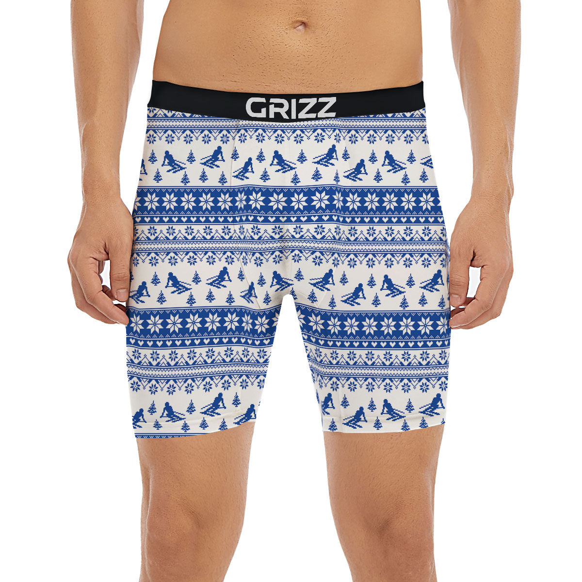 Knitting Winter Ski Print Pattern Boxer Briefs-grizzshop