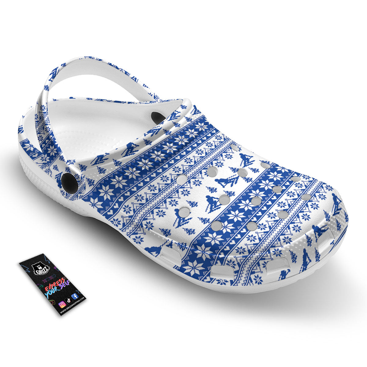 Knitting Winter Ski Print Pattern Clog-grizzshop