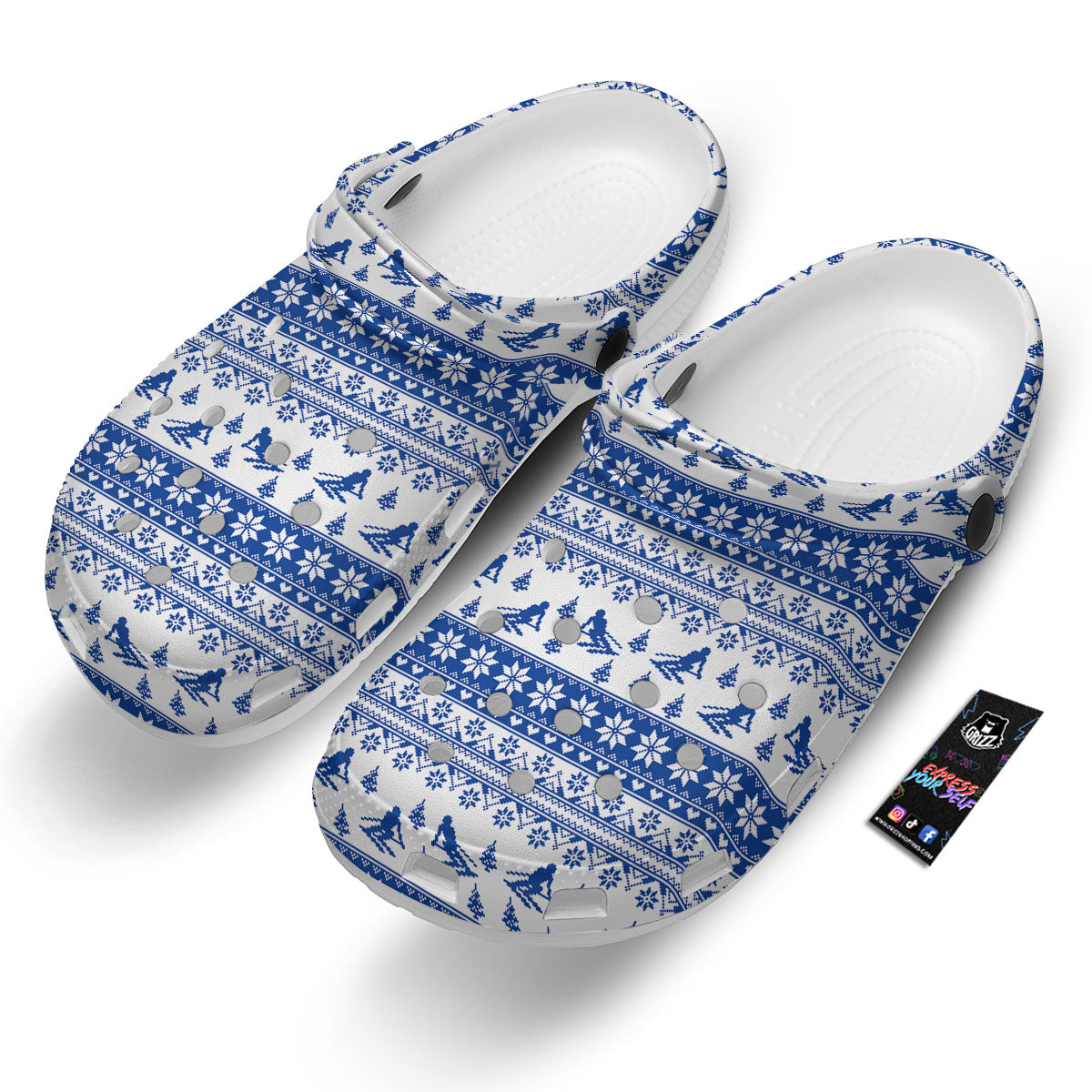 Knitting Winter Ski Print Pattern Clog-grizzshop