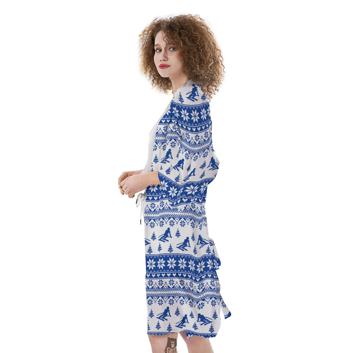 Knitting Winter Ski Print Pattern Kimono-grizzshop