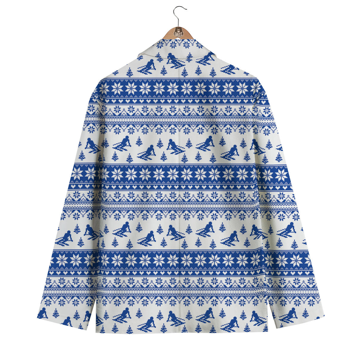 Knitting Winter Ski Print Pattern Men's Blazer-grizzshop