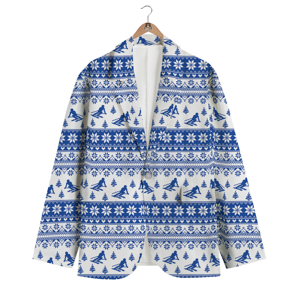 Knitting Winter Ski Print Pattern Men's Blazer-grizzshop