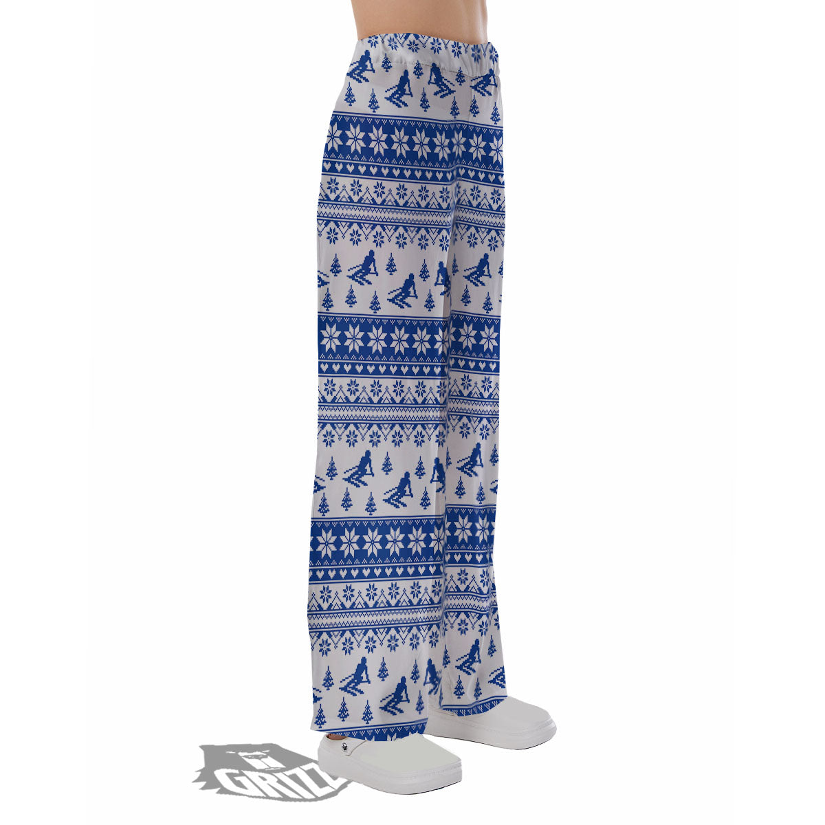 Knitting Winter Ski Print Pattern Pajama Pants-grizzshop