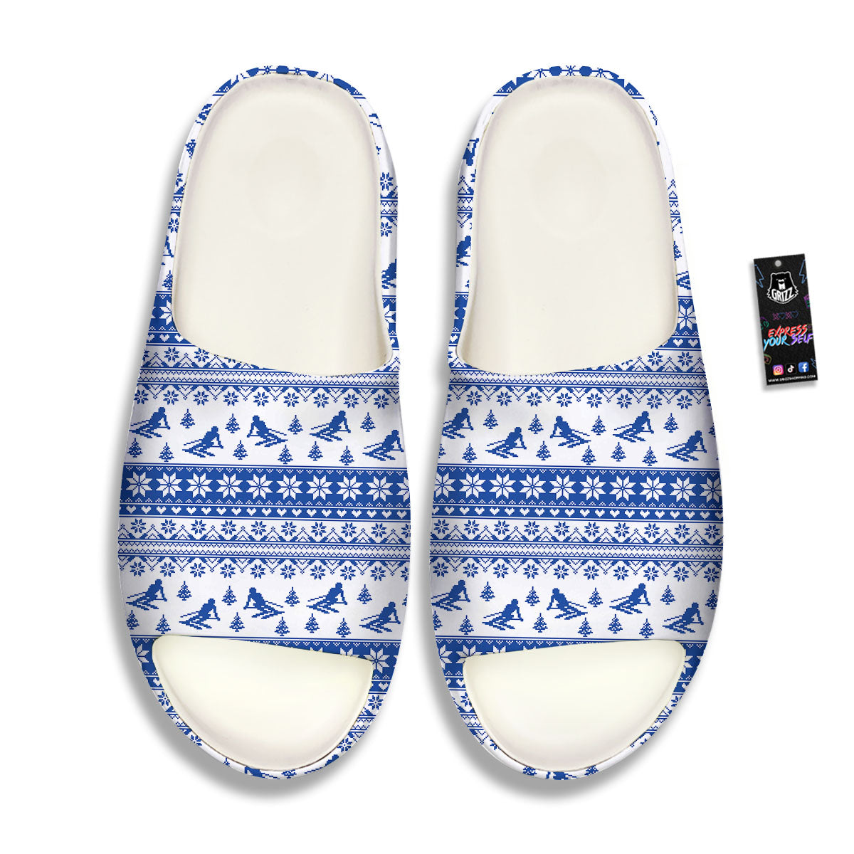 Knitting Winter Ski Print Pattern Sandals-grizzshop