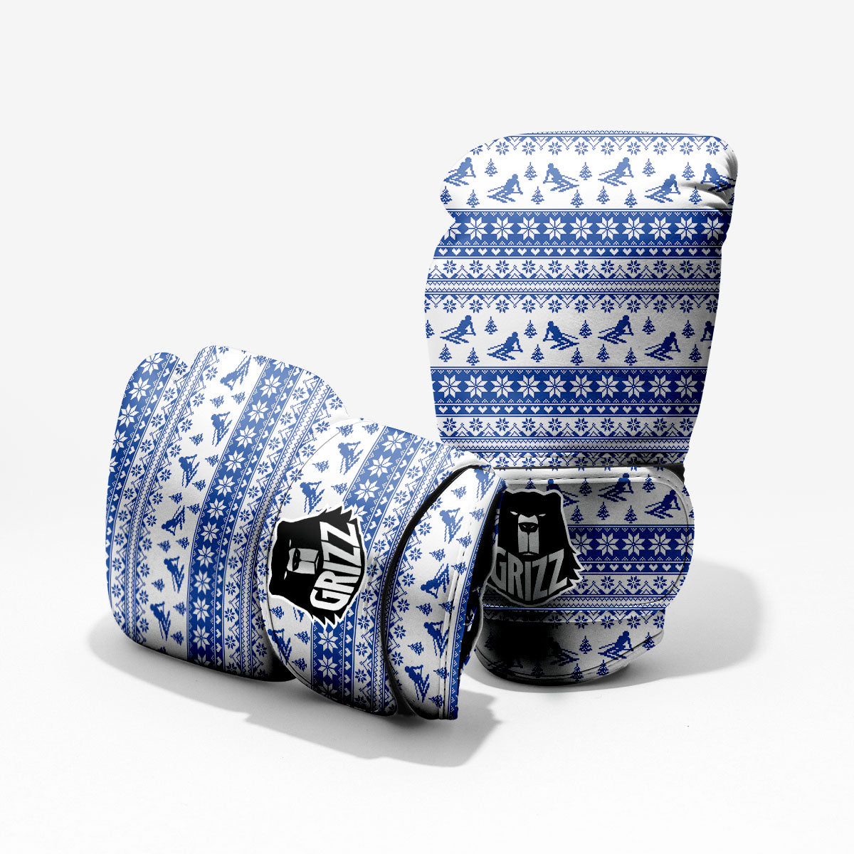 Knitting Winter Ski Print Pattern Sparring Gloves-grizzshop