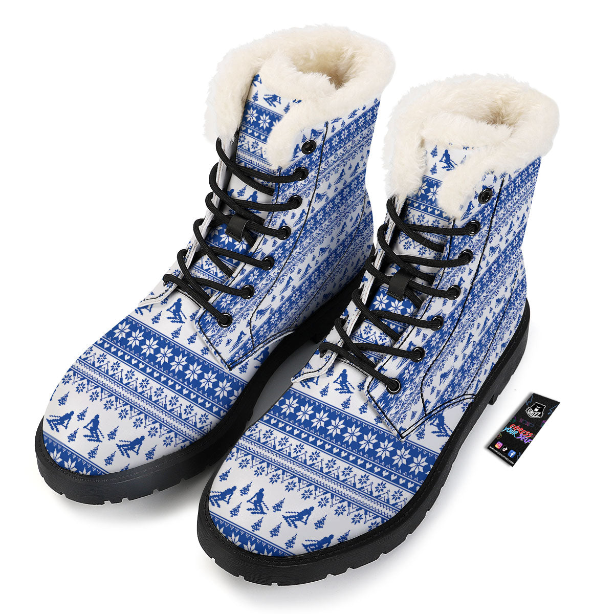 Knitting Winter Ski Print Pattern Winter Boots-grizzshop