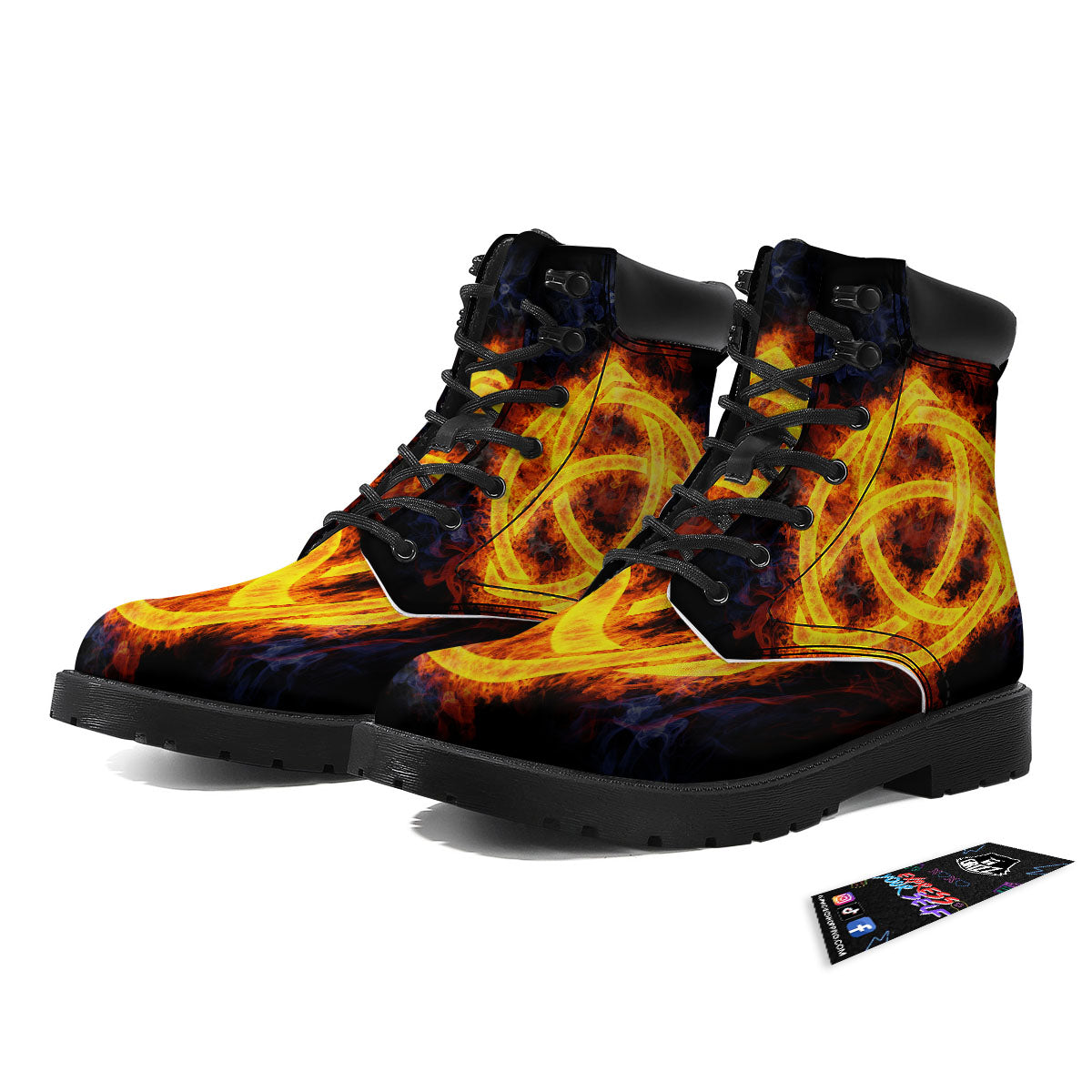 Knot Fire Celtic Print Boots-grizzshop