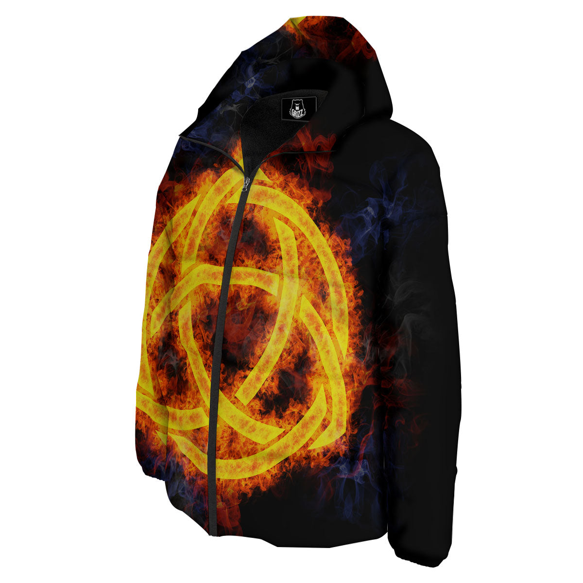 Knot Fire Celtic Print Down Jacket-grizzshop