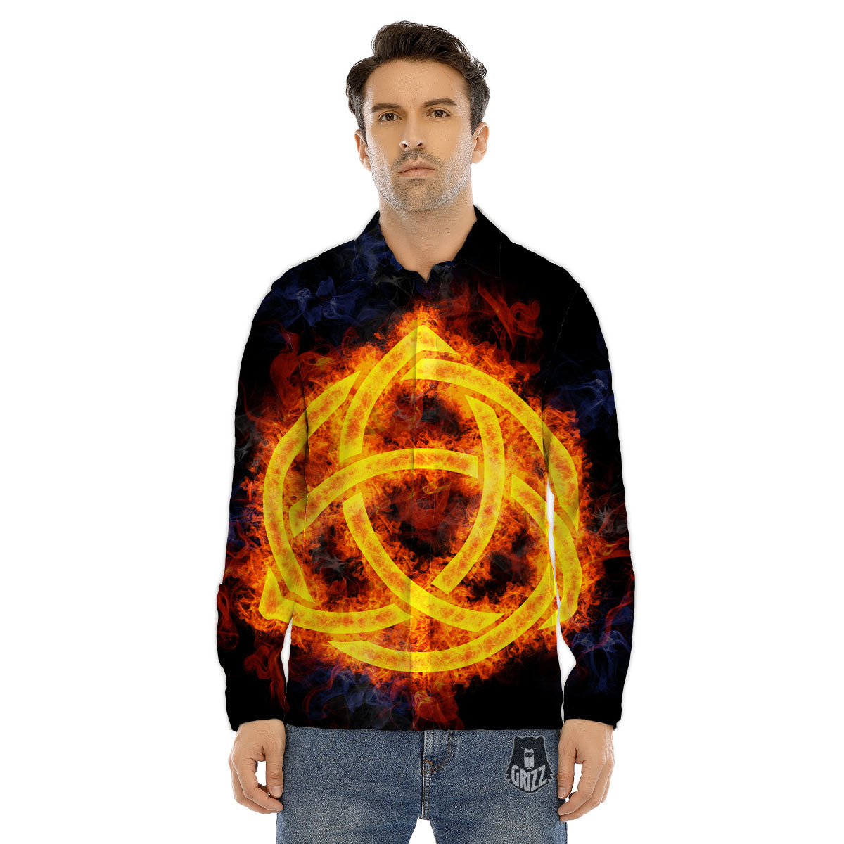 Knot Fire Celtic Print Men's Dress Shirts-grizzshop