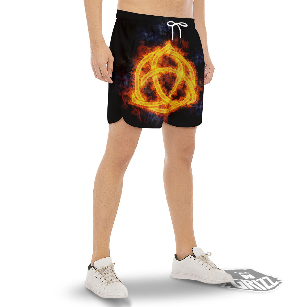 Knot Fire Celtic Print Men's Gym Shorts-grizzshop