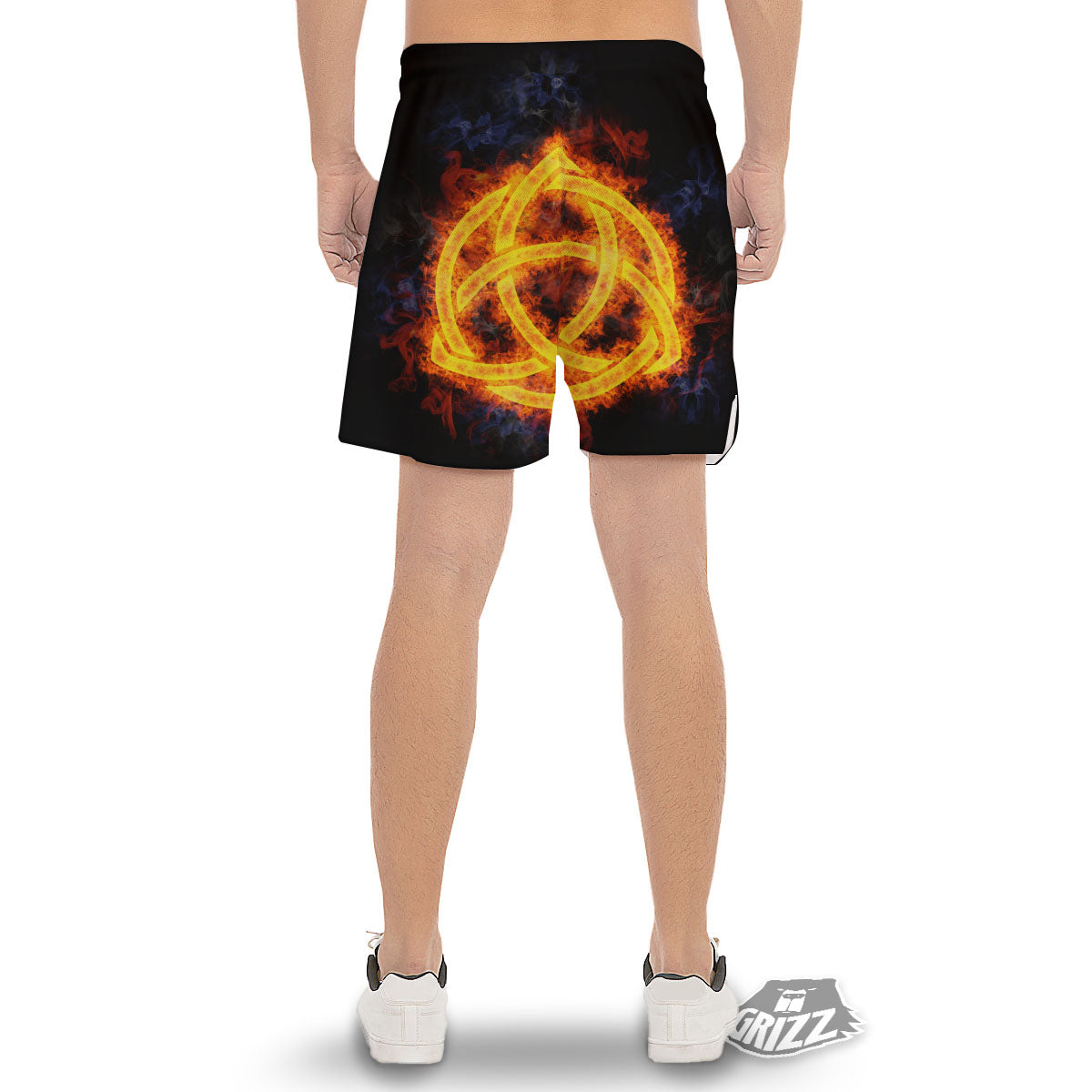 Knot Fire Celtic Print Men's Gym Shorts-grizzshop