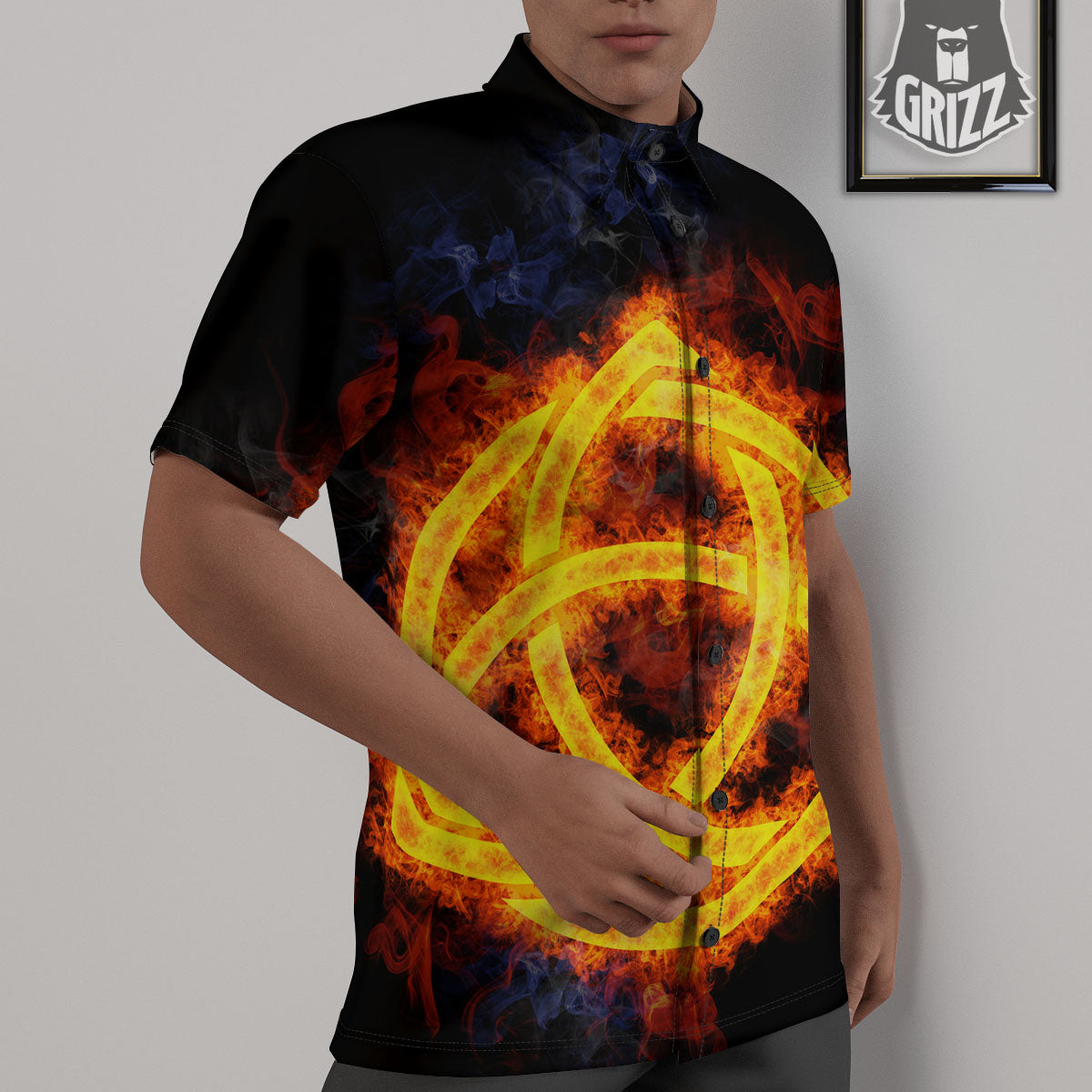 Knot Fire Celtic Print Untucked Shirts-grizzshop