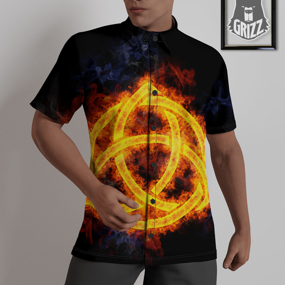 Knot Fire Celtic Print Untucked Shirts-grizzshop