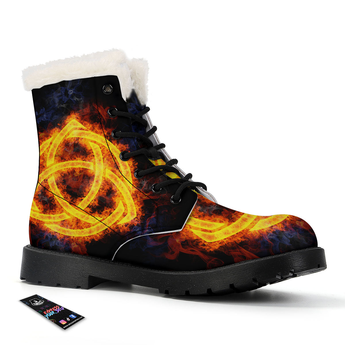 Knot Fire Celtic Print Winter Boots-grizzshop