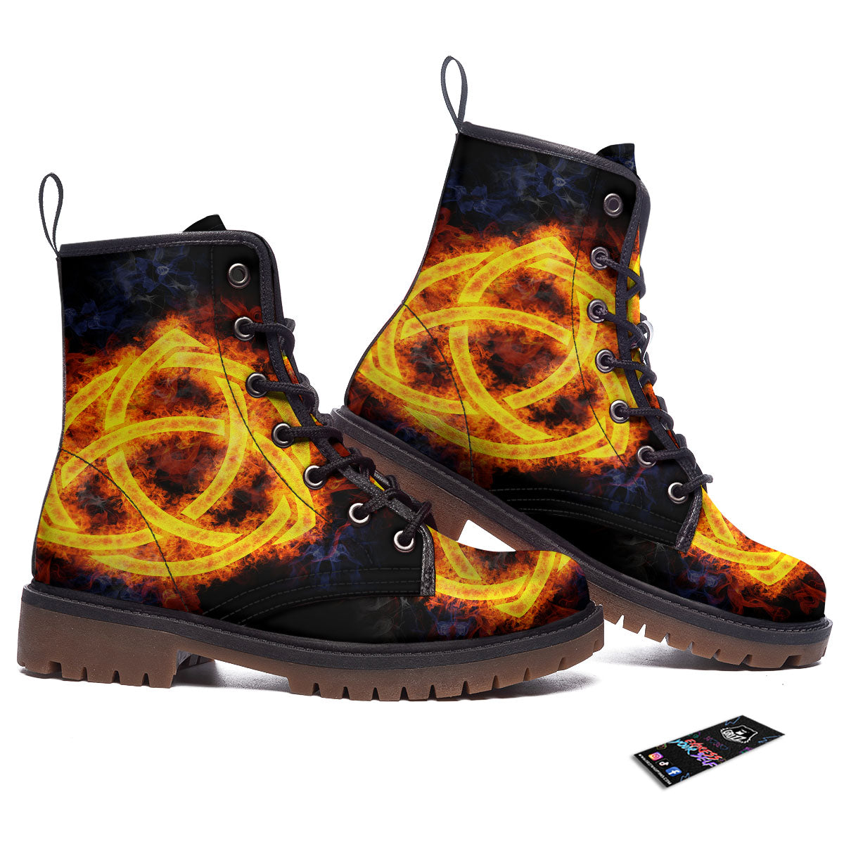 Knot Fire Celtic Print Work Boots-grizzshop