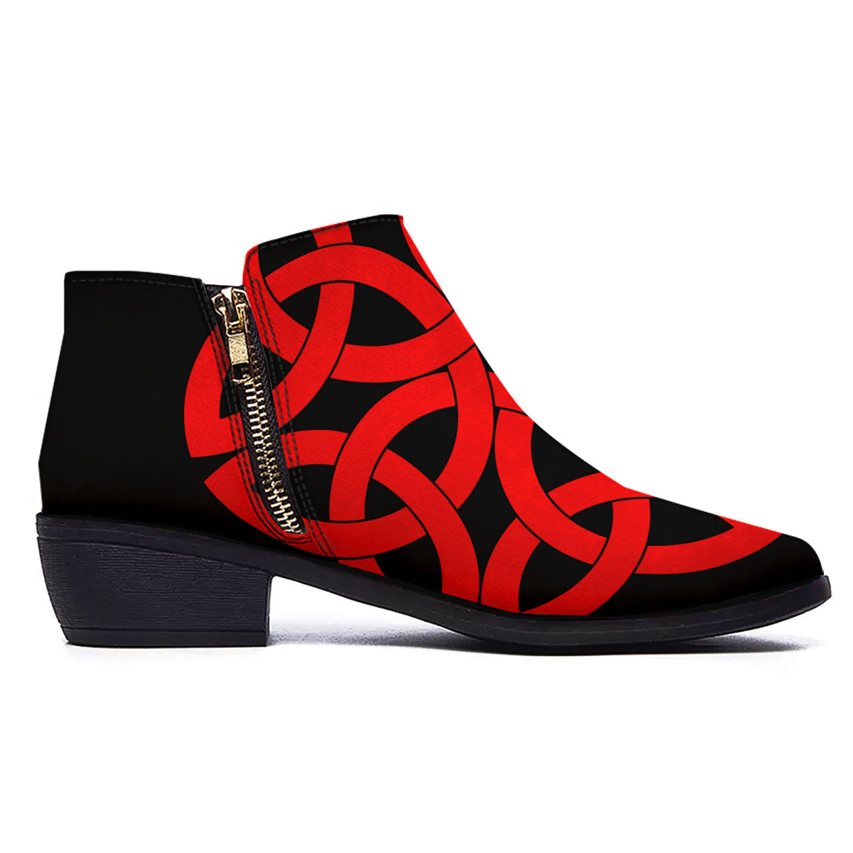 Knot Red Celtic Print Ankle Boots-grizzshop